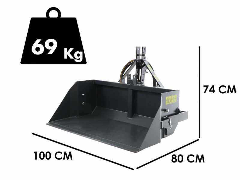 Godet arri&egrave;re hydraulique pour tracteur BlackStone B-PAL H 100 - de 100 cm - Charge 400Kg