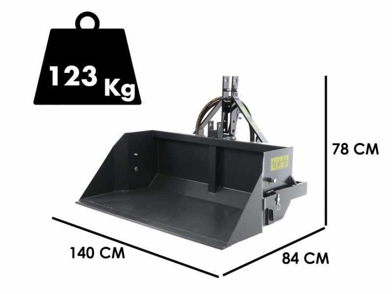 Godet arri&egrave;re hydraulique pour tracteur BlackStone B-PAL H 140 - de 140 cm - Charge 400Kg