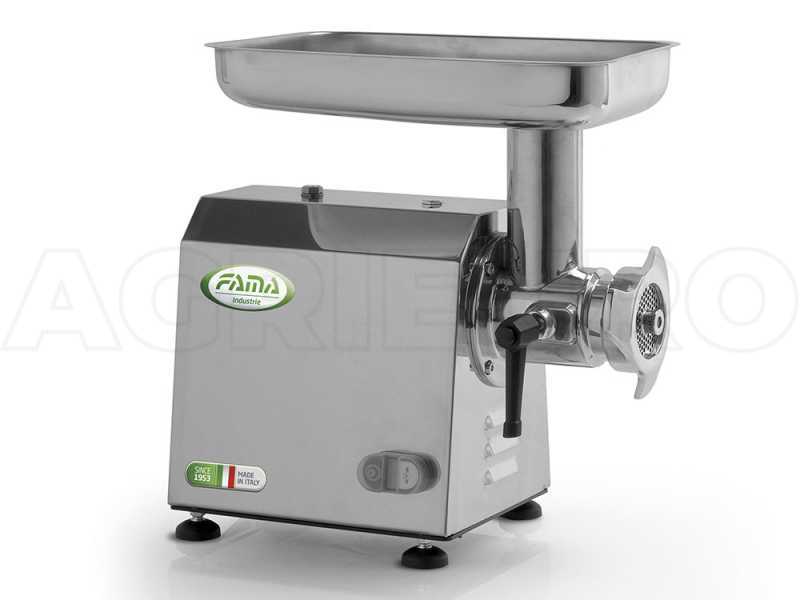 Hachoir &agrave; viande &eacute;lectrique FAMA TI12 - corps en acier inox - groupe de broyage en fonte alimentaire -  Monophas&eacute; - 230V/ 1.0 CV