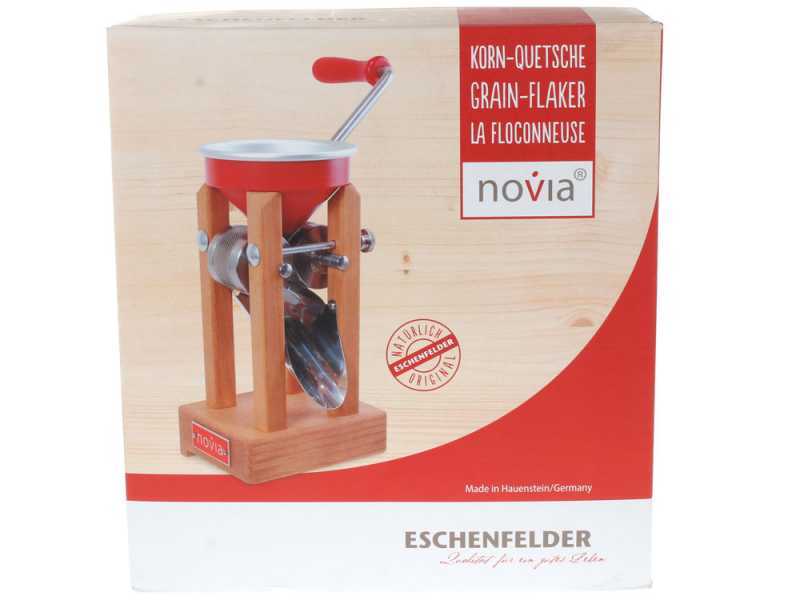 Floconneuse &agrave; entonnoir manuelle en aluminium rouge Eschenfelder Novia avec des rouleaux en acier inoxydable