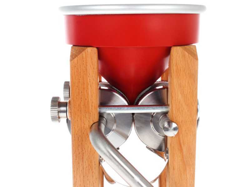 Floconneuse &agrave; entonnoir manuelle en aluminium rouge Eschenfelder Novia avec des rouleaux en acier inoxydable