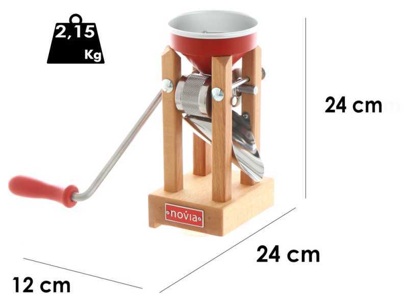 Floconneuse &agrave; entonnoir manuelle en aluminium rouge Eschenfelder Novia avec des rouleaux en acier inoxydable