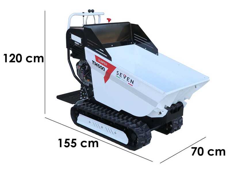 Brouette &agrave; chenilles diesel Seven Italy TH500 KM178-E - Caisson dumper hydraulique 500 kg