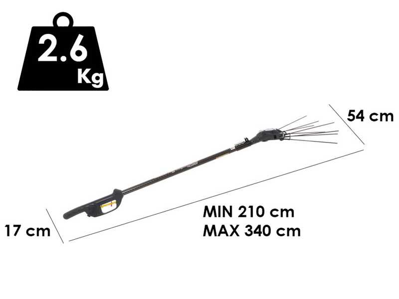 Zanon Karbonium PRO AL 300 - Peigne vibreur &eacute;lectrique &agrave; batterie dorsale 50.4V 16Ah - Perche t&eacute;lescopique 210/340 cm