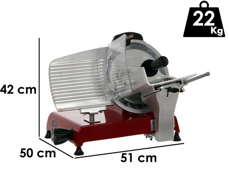 Berkel Red Line 250 Rouge - Trancheuse avec lame en acier chrom&eacute; de 250 mm