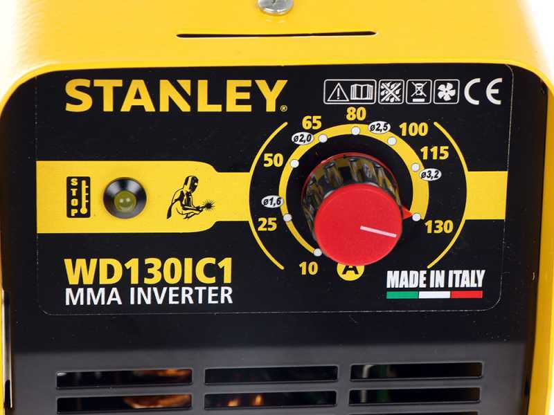 Poste &agrave; souder inverter &agrave; &eacute;lectrode MMA Stanley WD130IC1  - avec Kit MMA - Cycle 15%@130A