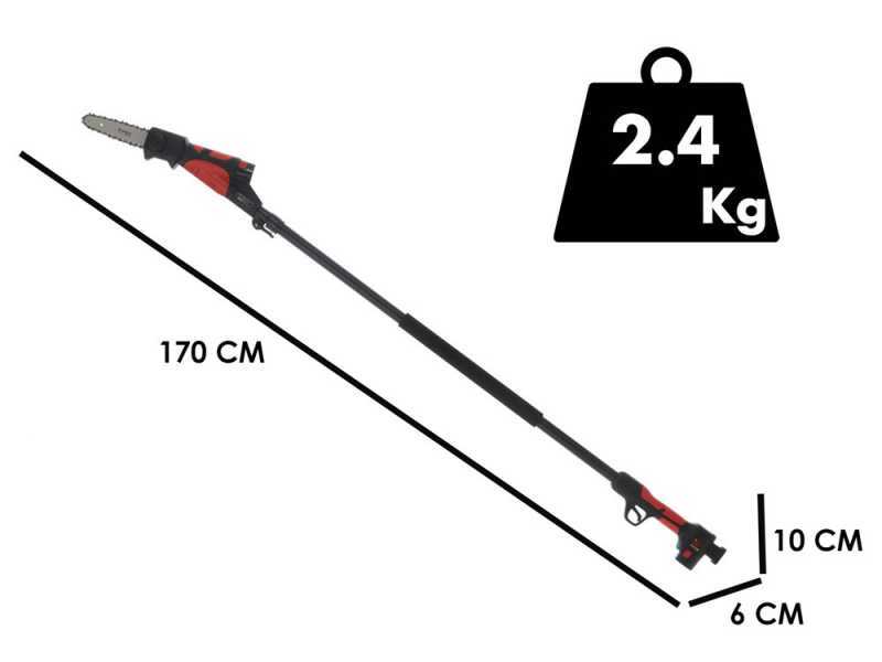 Perche &eacute;lgueuse &agrave; batterie sur perche t&eacute;lescopique Blue Bird PCS 22-06 - 12.6V - 2Ah