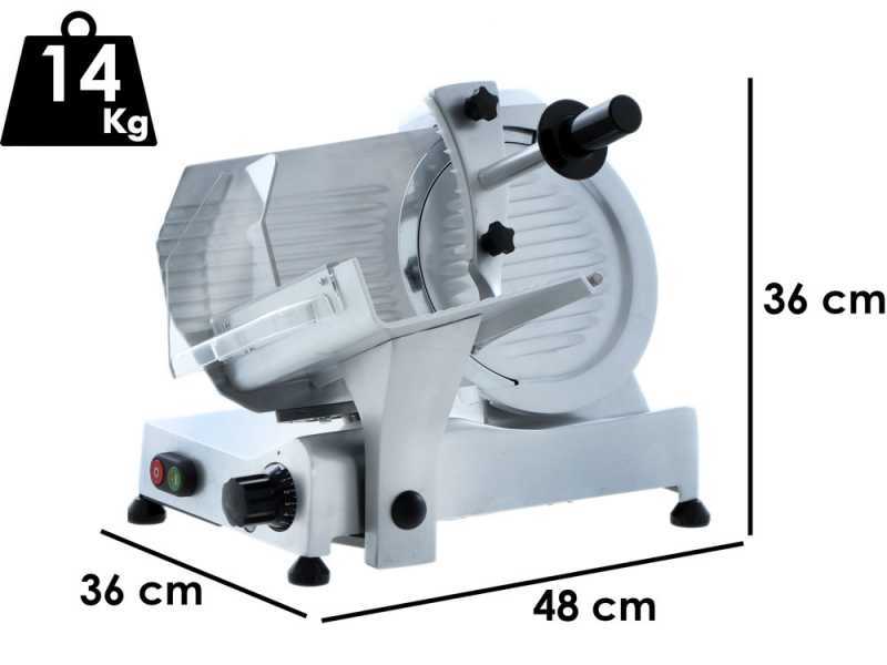 Trancheuse FAC F 250 R - Corps en Alliage d'aluminium anodis&eacute; - Avec parties lavables - Lame de 250 mm - Aff&ucirc;teur fixe