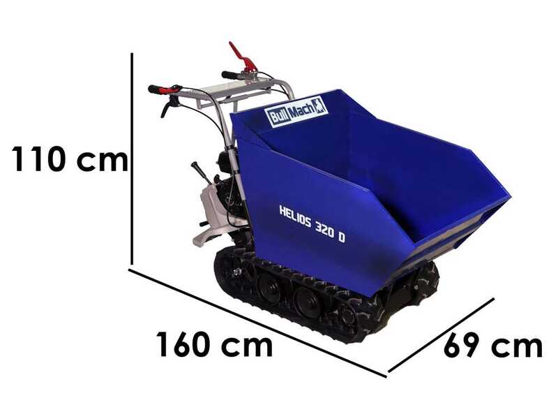 Brouette motoris&eacute;e &agrave; chenilles  BullMach HELIOS 320 D - Caisson dumper manuel avec capacit&eacute; de charge maximale de 320 Kg