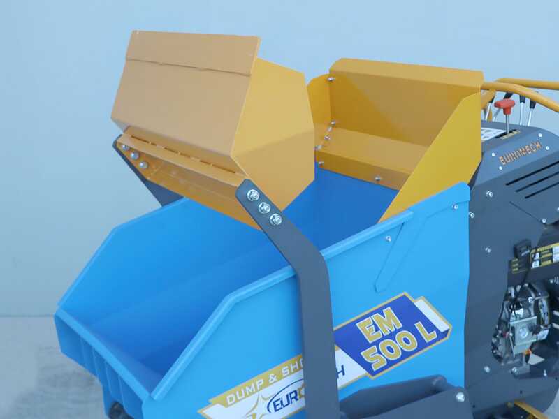 Brouette motoris&eacute;e EuroMech EM500L-Dump &amp; Shovel - Caisson dumper hydraulique 500 kg avec pelle