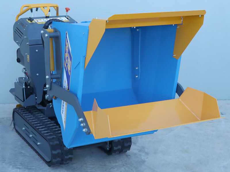 EuroMech EM500L-Dump &amp; Shovel - Brouette &agrave; chenilles hydraulique 500 kg avec benne dumper et godet frontal - Transmission hydrostatique