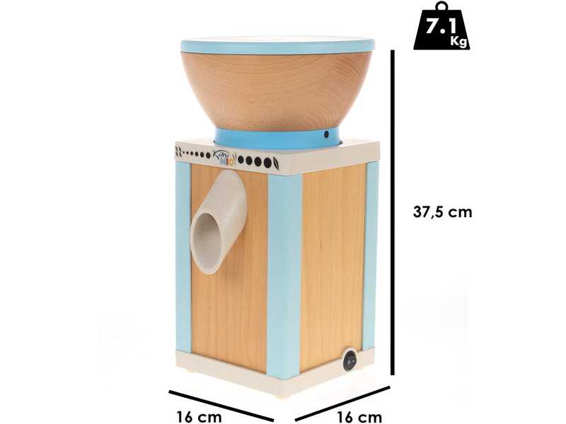 Komo KoMoMio Bleu - Moulin &agrave; farine en h&ecirc;tre avec meules en pierre - 360W