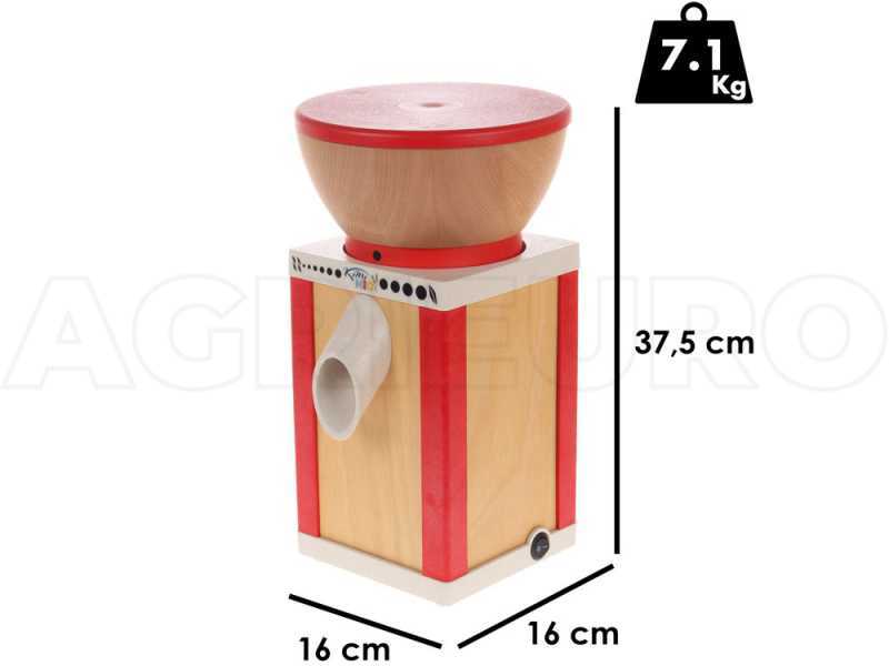 Moulin &agrave; farine Komo KoMoMio Rouge en h&ecirc;tre - Moteur de 360 watts