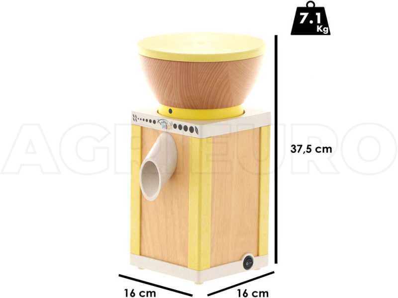 Moulin &agrave; farine Komo KoMoMio Jaune en bois de h&ecirc;tre - Moteur de 400 watts