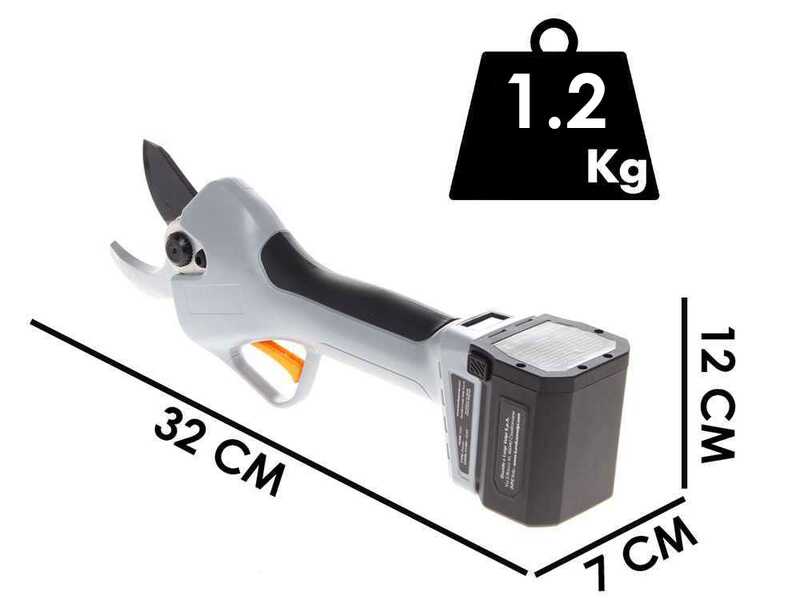 S&eacute;cateur de taille &agrave; batterie Volpi KV390 - 2 Batterie de 21,6 V et 2.5 Ah