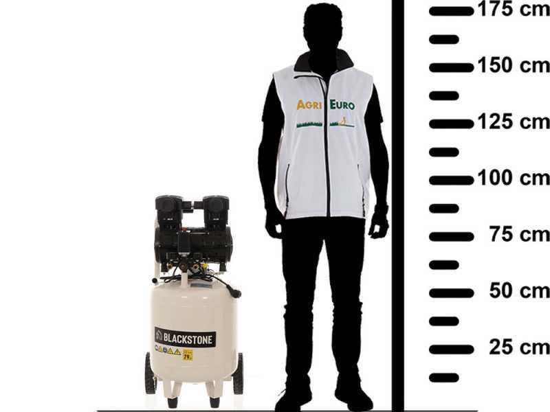 BlackStone V-SBC50-15 - Compresseur d'air silencieux oilless - Moteur 1.5 CV - 50 Litres - Vertical