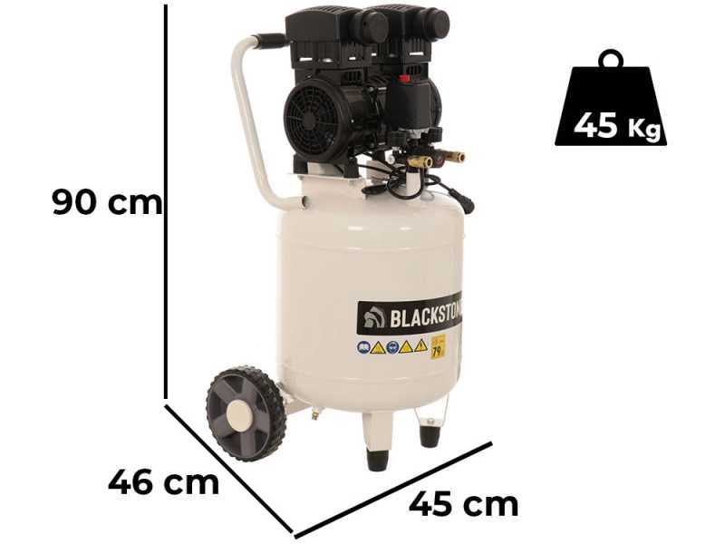 BlackStone V-SBC50-15 - Compresseur d'air silencieux oilless - Moteur 1.5 CV - 50 Litres - Vertical