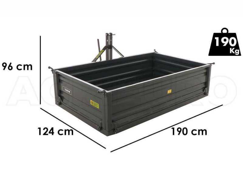 Benne pour tracteur Blackstone B-TB 180 - Basculante - 3 ridelles ouvrables