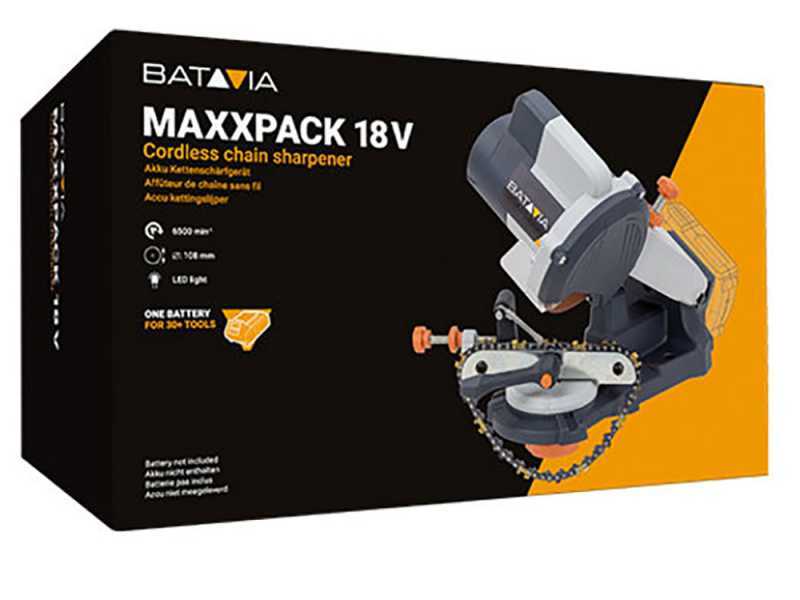 Aff&ucirc;teuse &agrave; batterie Batavia -  aff&ucirc;teuse pour cha&icirc;nes de tron&ccedil;onneuse  - avec batterie de 18V/ 2Ah