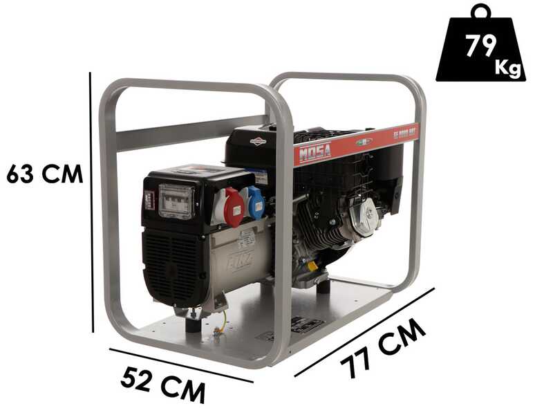 MOSA GE 8000 BBT - Groupe &eacute;lectrog&egrave;ne &agrave; essence 6.4 KW - Continue 5.6 kW Triphas&eacute; - Moteur B&amp;S XR2100