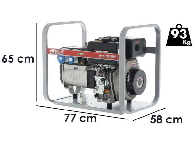 MOSA GE 6000 YDM - Groupe &eacute;lectrog&egrave;ne diesel 5.1 kW - Continue 4.5 kW Monophas&eacute; - Moteur Yanmar L 100 N
