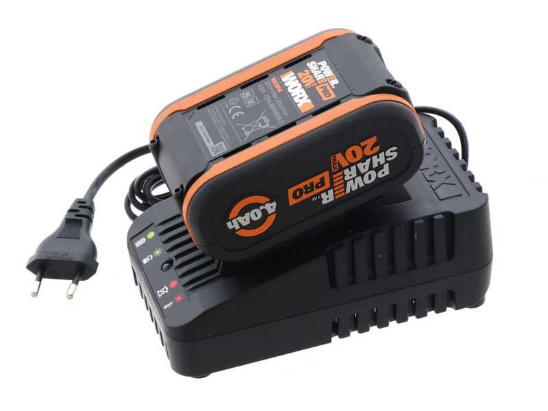 Worx WG441E - Nettoyeur d'ext&eacute;rieur &agrave; batterie - Batterie de 20V - 4Ah - 2 brosses incluses