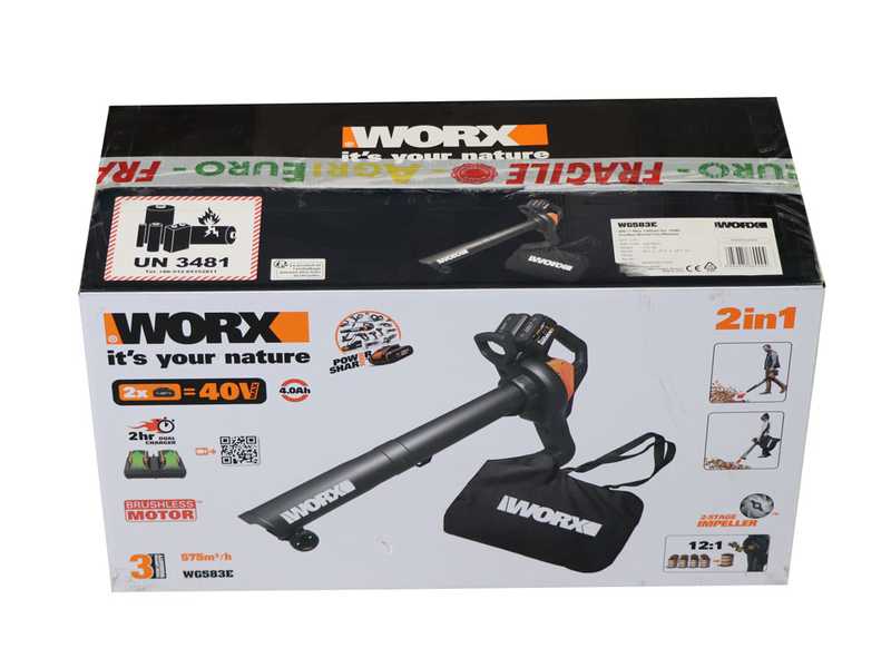 Souffleur &agrave; batterie 3 en 1 WORX WG583E - 2x20V/4Ah
