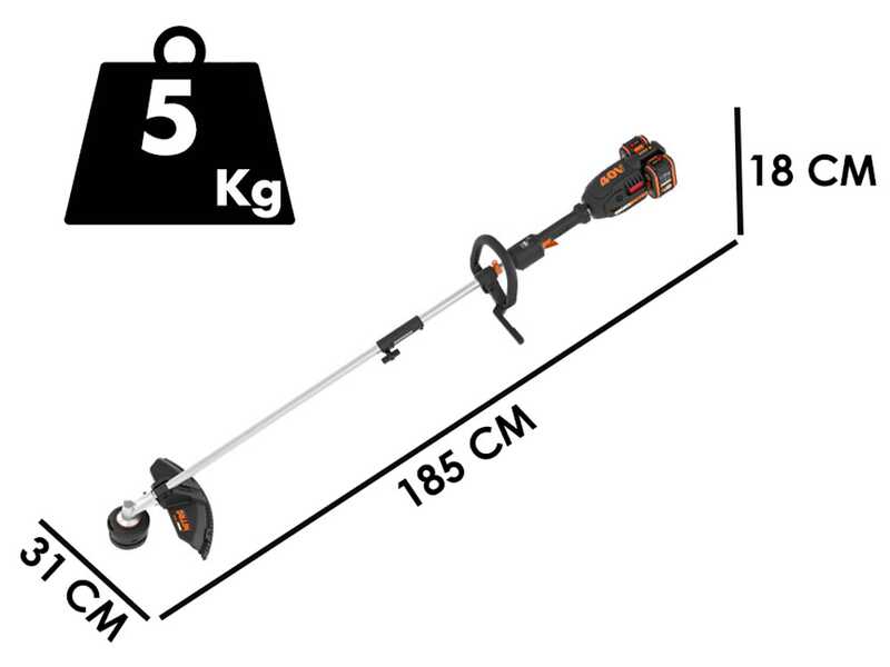 Worx NITRO WG186E - D&eacute;broussailleuse multifonction &agrave; batterie - 2x20V/4Ah