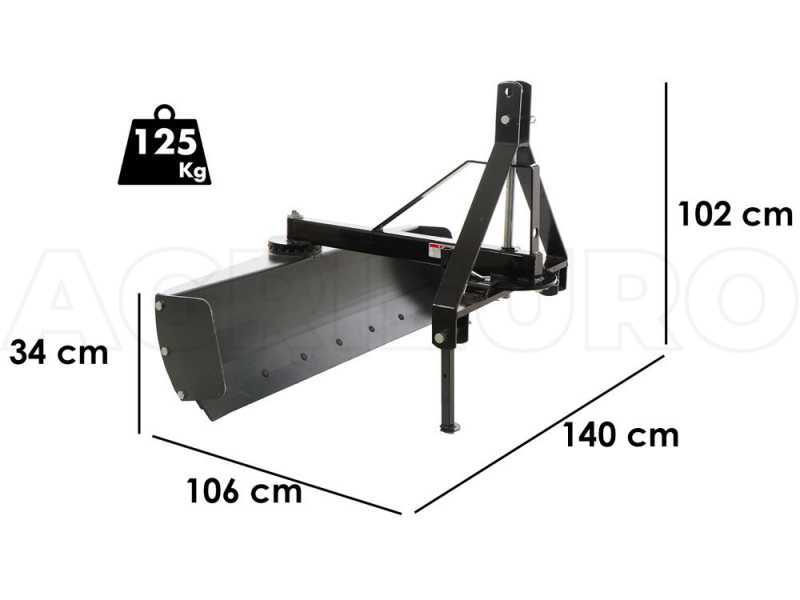 Lame niveleuse pour tracteur Blackstone B-GB 140 &agrave; rotaton simple 360&deg; et bras orientable