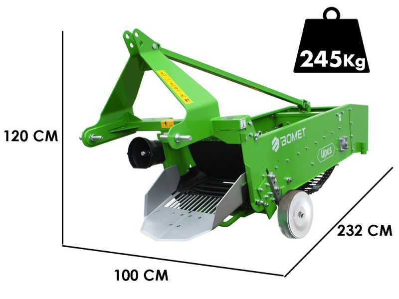 Bomet UPUS - Arracheuse de pommes de terre &agrave; tapis avec rev&ecirc;tement en caoutchouc - Rang&eacute;e simple - Pour tracteurs avec attelage &agrave; trois points