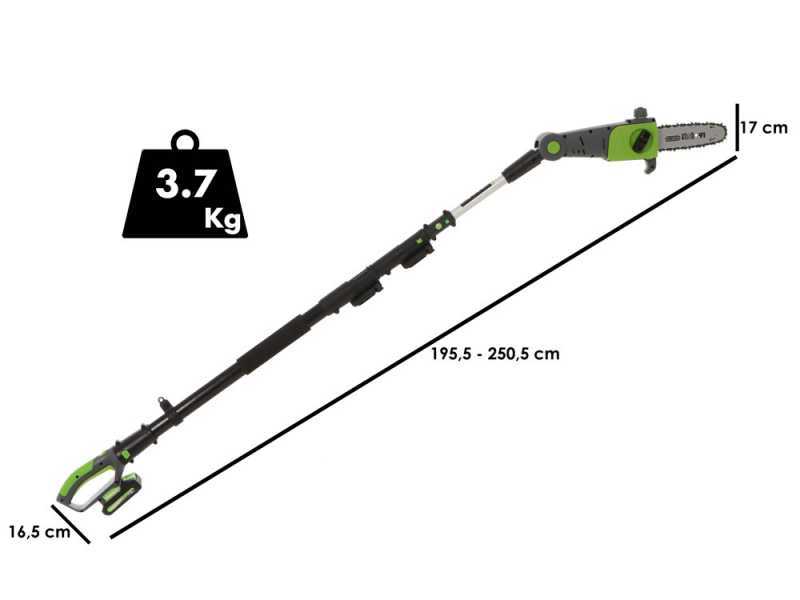 Verdemax PTT20 - Kit perche &eacute;lagueuse et taille-haie t&eacute;lescopique - Batterie 20V 2Ah
