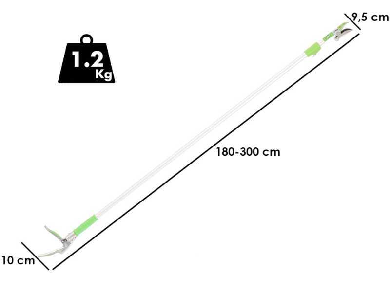 Coupe-branches t&eacute;lescopique Verdemax - manuel sur perche de rallonge 180-300 cm