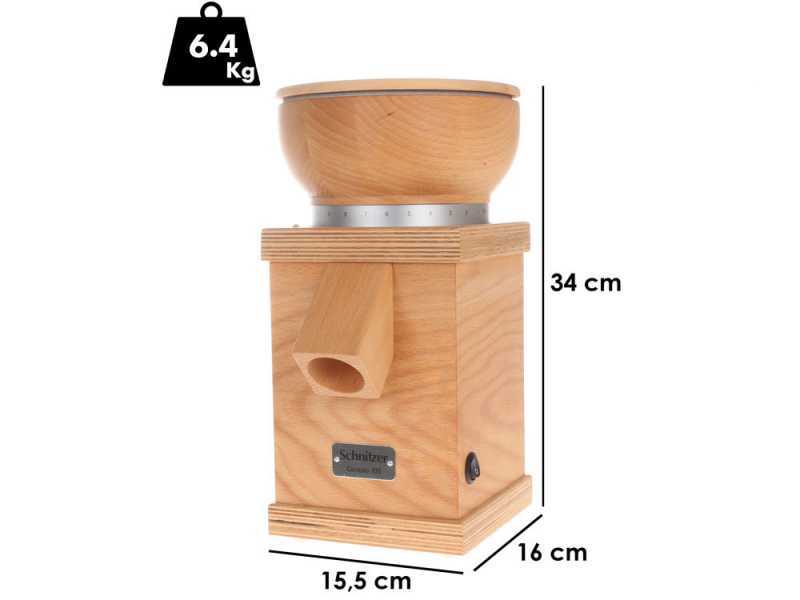 Schnitzer Cerealo 100 - Moulin &agrave; farine en h&ecirc;tre multiplis avec meules en pierre - 250W