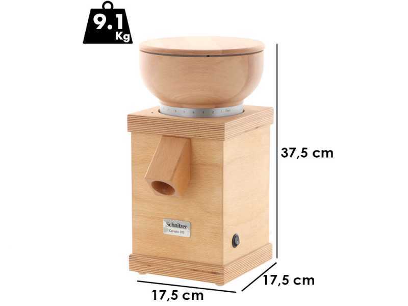 Schnitzer Cerealo 200 - Moulin &agrave; farine en h&ecirc;tre avec meules en pierre - 600W