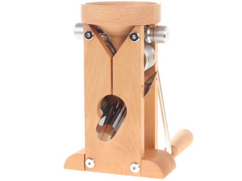 Schnitzer Campo 150g - Floconneuse manuelle de table en h&ecirc;tre avec rouleaux en acier inox