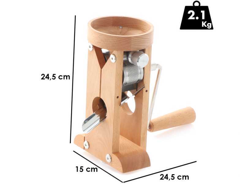 Schnitzer Campo 150g - Floconneuse manuelle de table en h&ecirc;tre avec rouleaux en acier inox