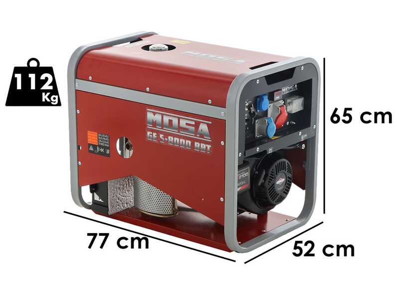 MOSA GE S-8000 BBT AVR EAS - Groupe &eacute;lectrog&egrave;ne &agrave; essence avec AVR 6.4 kW - Continu 5.6 kW Triphas&eacute; + ATS - Moteur B&amp;S XR2100
