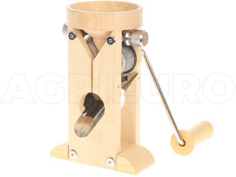 Floconneuse manuelle de table Schnitzer Campo en h&ecirc;tre avec rouleaux en pierre