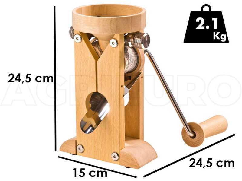 Floconneuse manuelle de table Schnitzer Campo en h&ecirc;tre avec rouleaux en pierre
