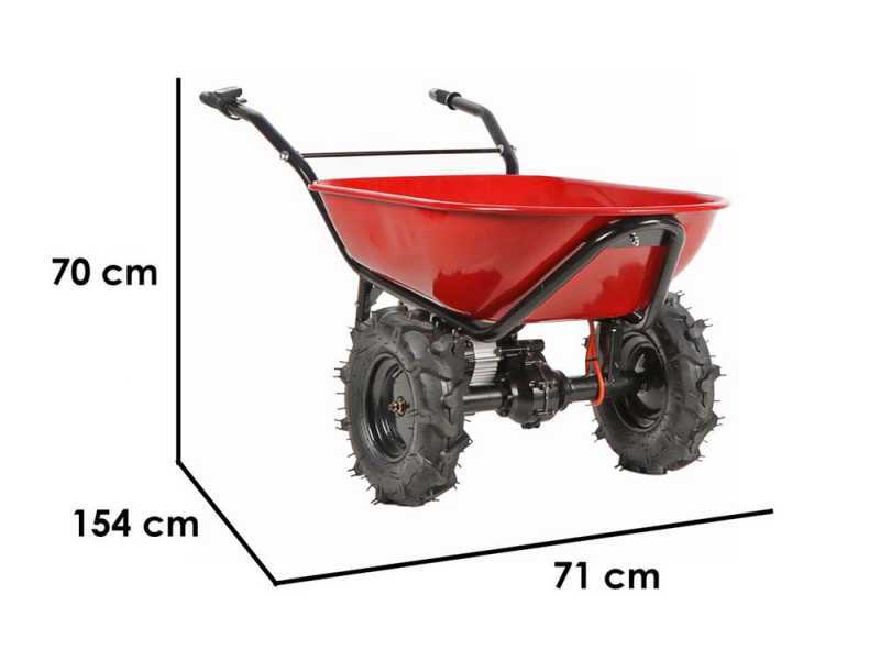 Brouette &eacute;lectrique avec roues traktor Geotech CAR 260T-100 - Batterie de 40V et 6 Ah