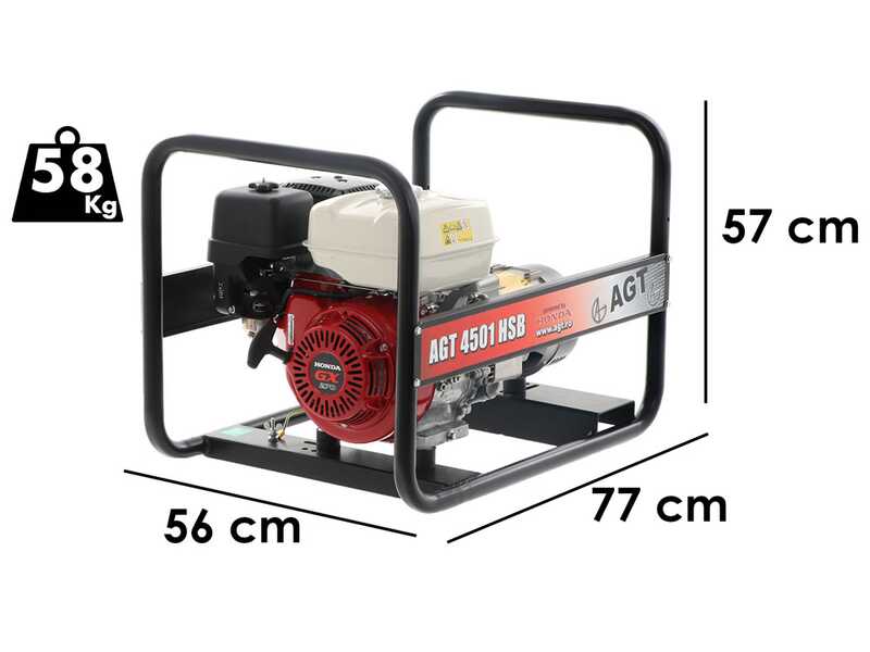 AGT 4501 HSB - Groupe &eacute;lectrog&egrave;ne 4.5 kW monophas&eacute; &agrave; essence - Moteur Honda GX270