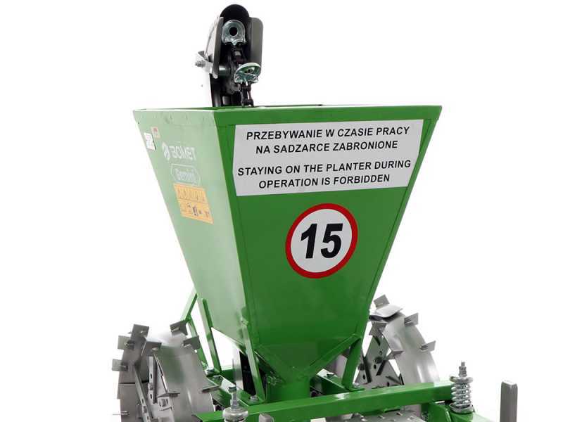 Bomet Gemini - Planteuse de pommes de terre &agrave; une rang&eacute;e - Roues m&eacute;talliques r&eacute;glables