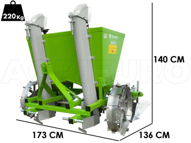 Bomet Gemini - Planteuse de pommes de terre deux rangs - Roues m&eacute;talliques r&eacute;glables