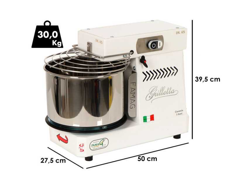 P&eacute;trin &agrave; spirale Famag Grilletta IM 6 S - T&ecirc;te basculante - Capacit&eacute; cuve 6 Kg 11 litres