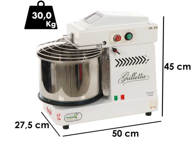 P&eacute;trin &agrave; spirale Famag Grilletta IM 6 S 10 vitesses - Haut niveau d'hydratation - t&ecirc;te basculante - &eacute;cran LCD - Capacit&eacute; de cuve 6 Kg 11 litres