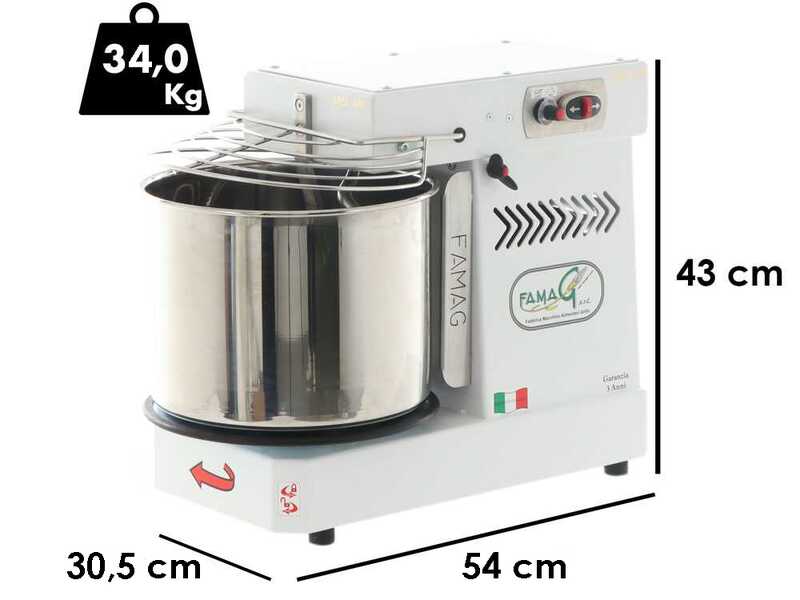 P&eacute;trin &agrave; spirale basculante Famag Grilletta IM 10S HH haut niveau d'hydratation - 10 vitesses - Capacit&eacute; de la cuve 10 Kg 13 litres