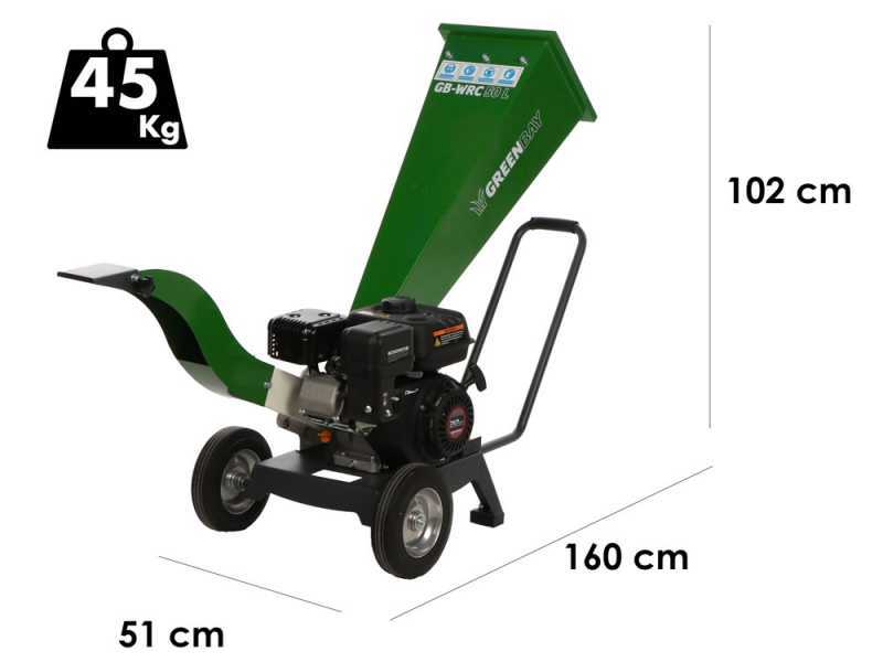 GreenBay GB-WRC 50 L - Broyeur de branches thermique - Moteur &agrave; essence 7 CV