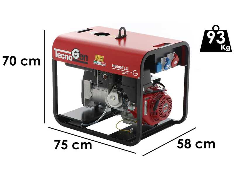 TecnoGen H8000TLX - Groupe &eacute;lectrog&egrave;ne de courant  6 kW - Continu 5.4 kW Triphas&eacute;
