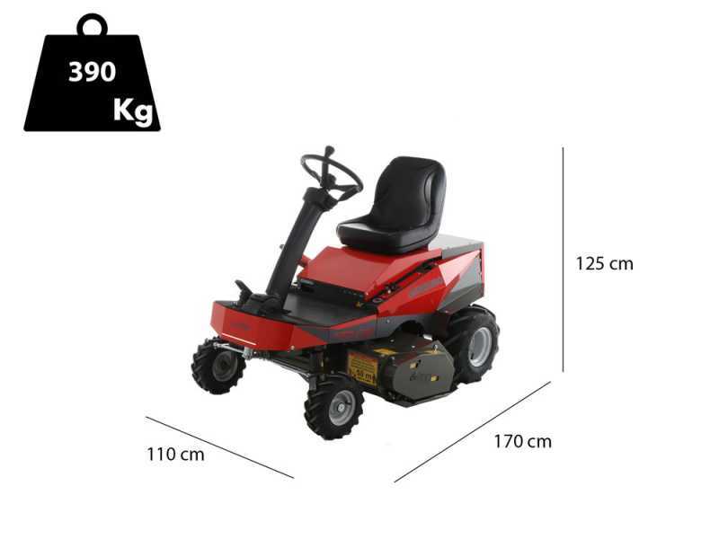 Tracteur tondeuse &eacute;lectrique CaRINO - Moteur &agrave; batterie 48V/200 Ah - Largeur de coupe 110 cm