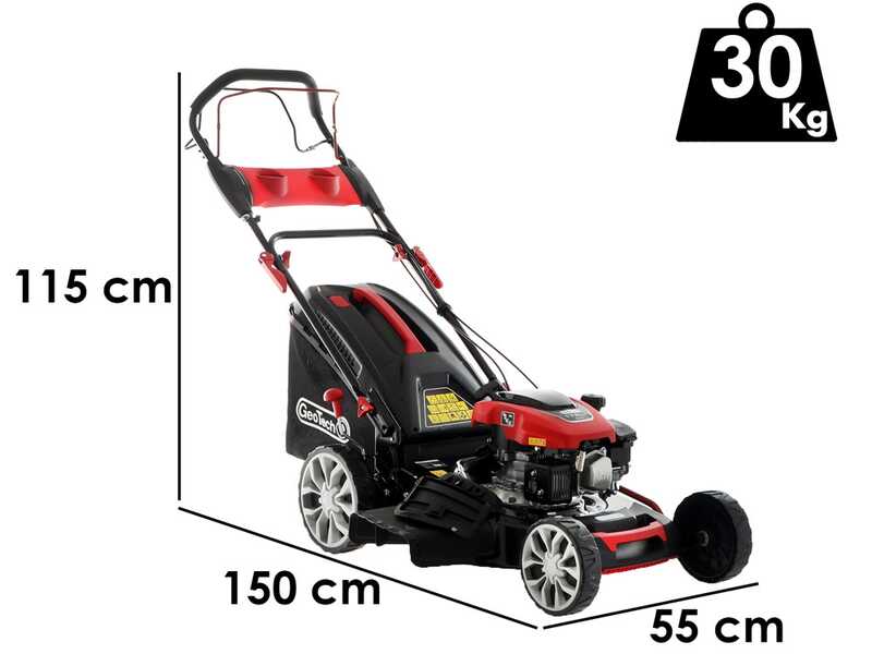 GeoTech S51-170 BMSGW - Tondeuse &agrave; gazon thermique autotract&eacute;e - 4 en 1 - Coupe 51 cm